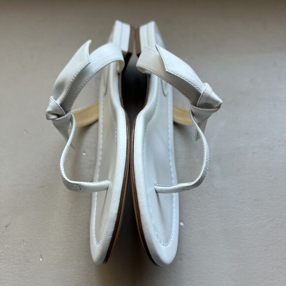 Alexandre Birman Clarita White Leather Bow Thong Sandal Shoes Women EU 37 US 6.5 - Picture 5 of 15